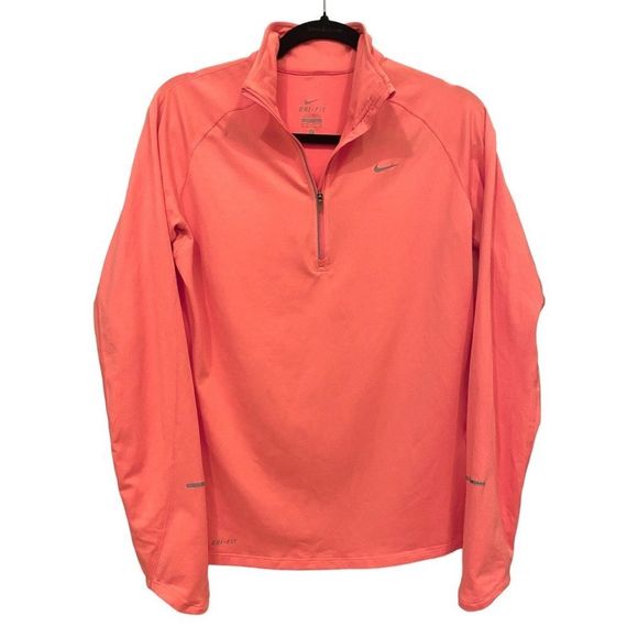 Nike Tops - Nike Women’s Dri-Fit Quarter Zip Pullover Workout Top Salmon Pink Orange Size M